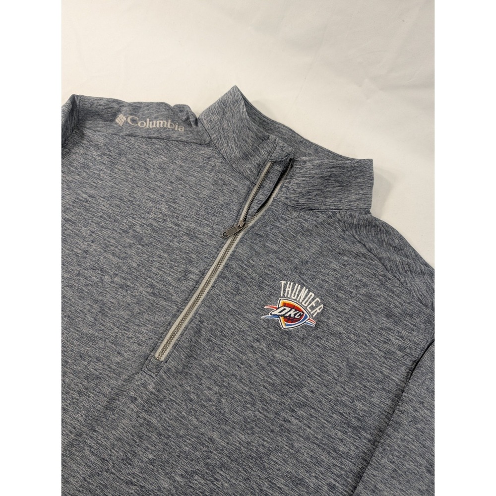 OKC Thunder Shirt Medium Columbia Golf Blue Quarter Zip Long Sleeve Heathers
